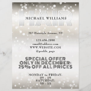 Faux glittery shiny salon fluer reklamblad