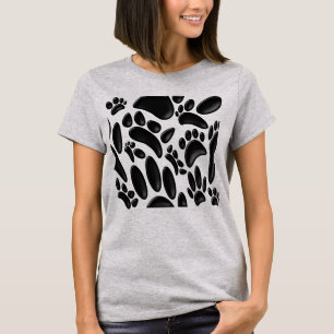 Faux Glossy 3D Abstrakt Hund Pawprint T Shirt