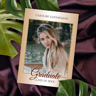 Faux Glossy Guld Glitter Glam Studenten Meddelande