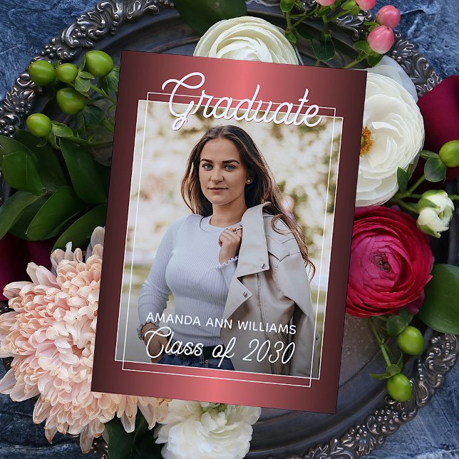 Faux Glossy Mörk Vin Red Studenten meddelande Vykort (Skapare uppladdad)