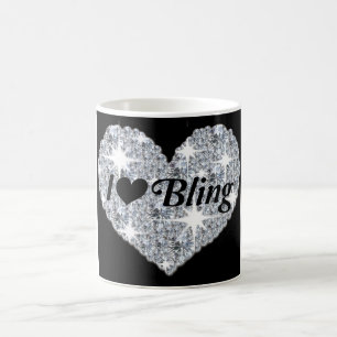 Faux gnistra diamant I Kärlek Bling hjärtutformn Kaffemugg