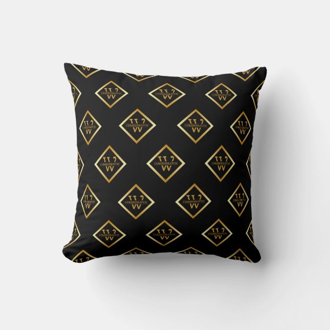 Faux Gold Axis Monogram – Black & Gold Kudde (Framsida)