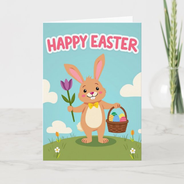 Faux Gold Bunny Springtime Card Kort (Framsida)
