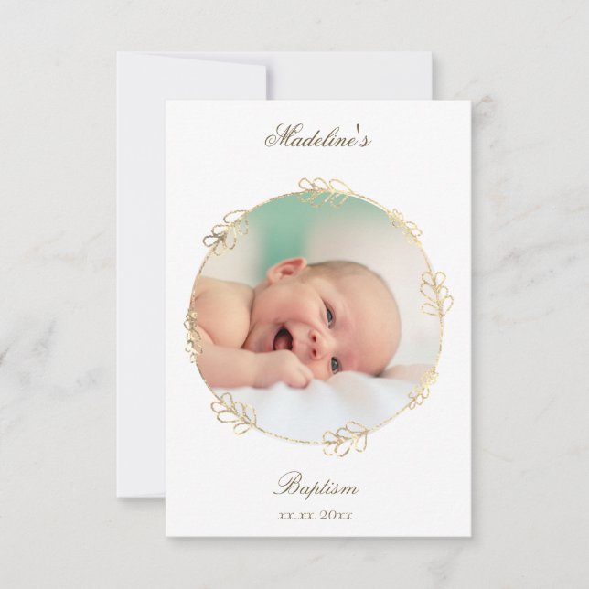 faux gold circle Baptism small thank you card   Inbjudningar (Framsida)