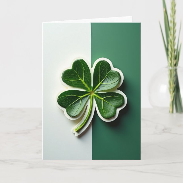 Faux Gold Clover Good Luck Card Kort (Framsida)