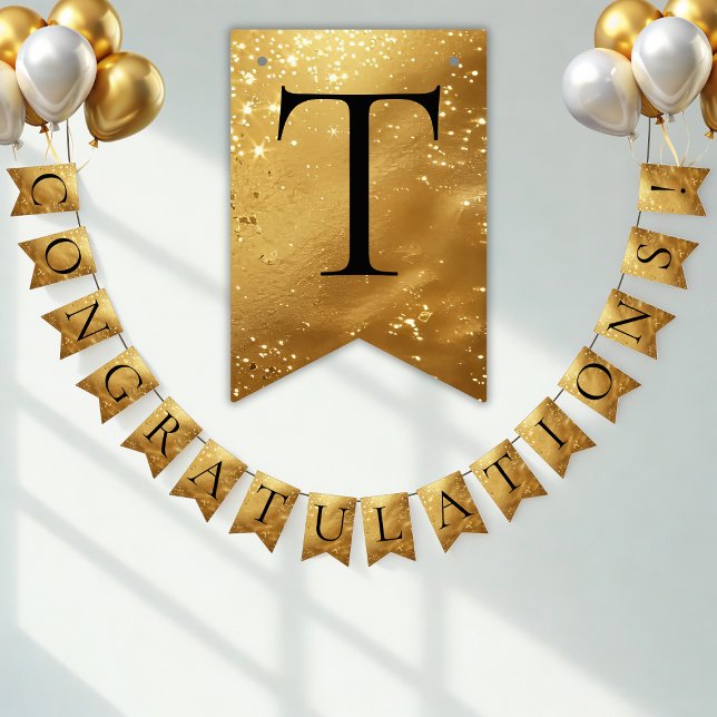 Faux Gold CONGRATULATIONS! sparkling Party Vimplar (Skapare uppladdad)