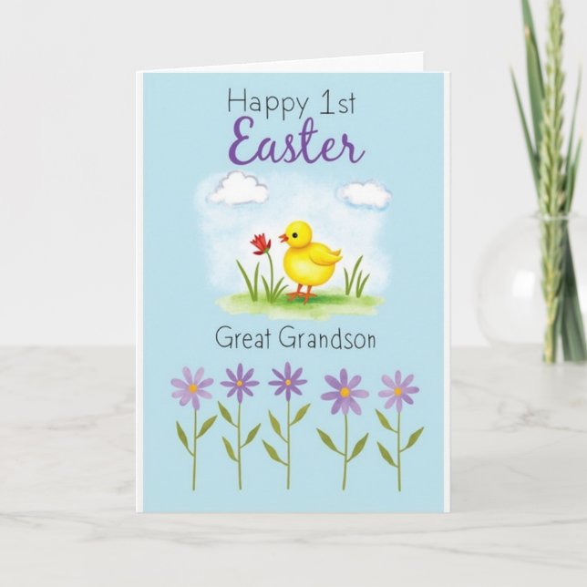 Faux Gold Easter Great Grandson Card Kort (Framsida)