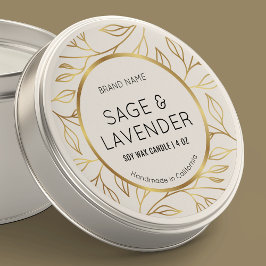 Faux Gold Floral Candle Clear Vinyl Product Label Runt Klistermärke