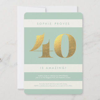 Faux Gold Foil 40:e födelsedagsinbjudan // Mint Inbjudningar