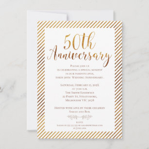 Faux Gold Foil 50:e Bröllop-årsjubileum - inbjudan