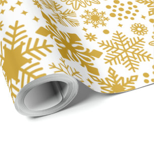 Faux Gold Foil and White Snöflingor Helgdag Presentpapper