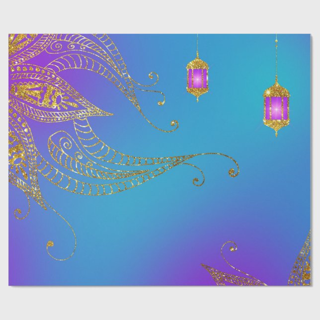 Faux Gold Foil Arabian Bollywood Presentpapper (Platt)