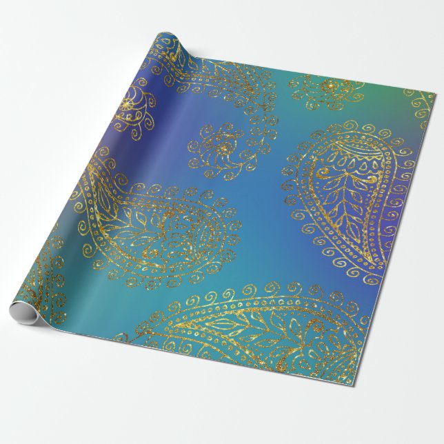 Faux Gold Foil Arabian Bollywood Presentpapper (Utrullad)