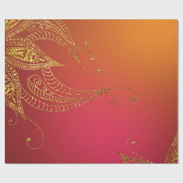 Faux Gold Foil Arabian Bollywood Presentpapper (Platt)