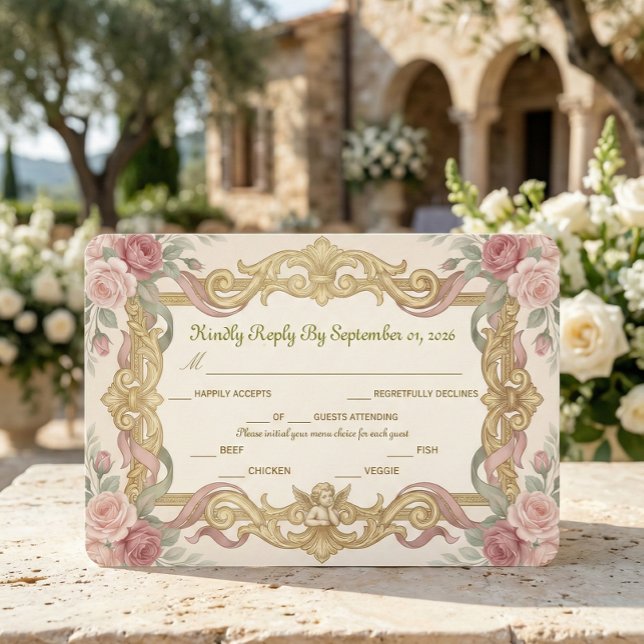 Faux Gold Foil Baroque Rococo Floral OSA Kort (Skapare uppladdad)