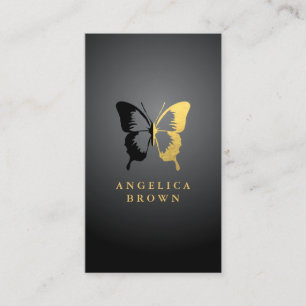 Faux Gold Foil & Black Butterfly Visitkort