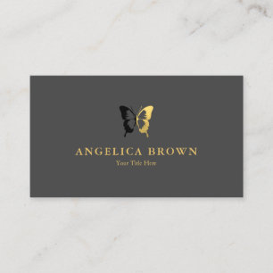 Faux Gold Foil & Black Butterfly Visitkort