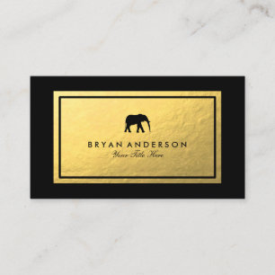 Faux Gold Foil - Black Elephant Logotyp Affärskor Visitkort