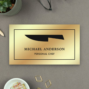 Faux Gold Foil Black Kkök Knivar Personal Chef Visitkort
