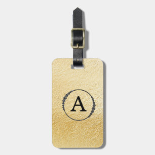 *~* Faux Gold Foil + Black Monogram Diamond Bling Bagagebricka