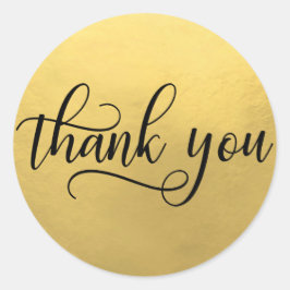 Faux GOLD FOIL Black Script Calligraphy Tack Runt Klistermärke