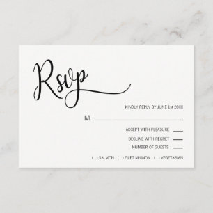 Faux Gold Foil Black & White OSA Menu Bröllop Kort