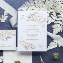 Faux Gold Foil Blommigt Hand plockade Elegant bröl
