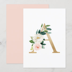 Faux Gold Foil Brev A Blommigt Monogram Inbjudningar
