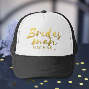 Faux Gold Foil Bridesman Bröllop Truckerkeps