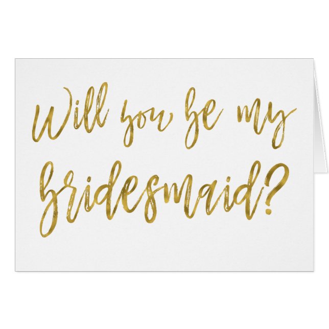 Faux Gold Foil Bröllop Bridesmaid Hälsningskort (Framsidan Horizontal)