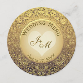 Faux Gold Foil Bröllop Menu Meny