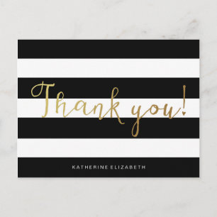 Faux Gold Foil Calligraphy Svartvit Rand Vykort