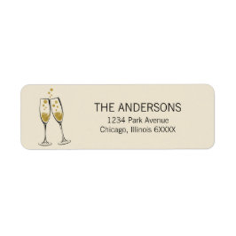 Faux Gold Foil Cheers - nyårs adressetikett Returadress Etikett