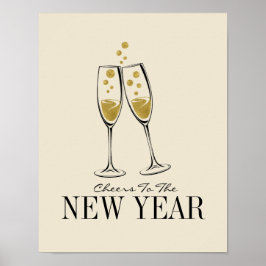 Faux Gold Foil Cheers - nyårs Poster