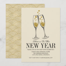 Faux Gold Foil Cheers Nyårsafton Party Card