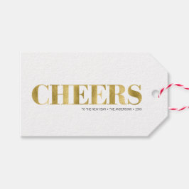 Faux Gold Foil Cheers - nyårsjubileum Helgdag Gift Presentetikett