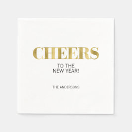 Faux Gold Foil Cheers - nyårsjubileum Pappersserve Pappersservett