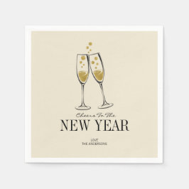 Faux Gold Foil Cheers nyårslön Pappra blöjor Pappersservett