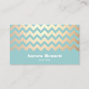FAUX Gold Foil Chevron Mönster och Turcos Blue Visitkort