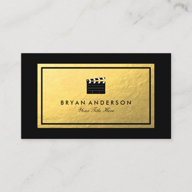 Faux Gold Foil - Clapperboard Affärskort Visitkort (Framsida)