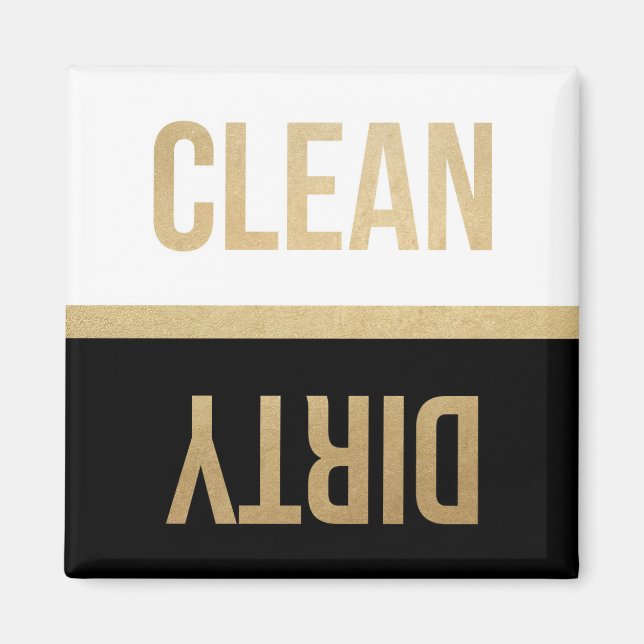 Faux Gold Foil Clean Dirty Dishwasher Magnet (Framsidan)