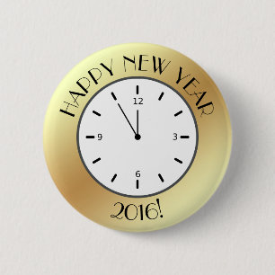 Faux Gold Foil Clock Midnight Gott nytt år Knapp