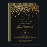 Faux Gold Foil Confetti Black Pub Mitzvah Inbjudningar<br><div class="desc">Inbjudan familj och vänner till er dotter Pub Mitzvah med denna moderna och elegant inbjudan. Den har faux guld konetti-punkter och rand mönster. Anpassa genom att lägga till information om namn,  datum,  tid,  plats och andra händelser. Matchande objekt är tillgängliga.</div>