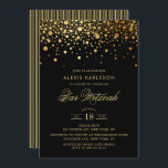 Faux Gold Foil Confetti Black Pub Mitzvah Inbjudningar<br><div class="desc">Inbjudan familj och vänner till er dotter Pub Mitzvah med denna moderna och elegant inbjudan. Den har faux guld konetti-punkter och rand mönster. Anpassa genom att lägga till information om namn,  datum,  tid,  plats och andra händelser. Matchande objekt är tillgängliga.</div>