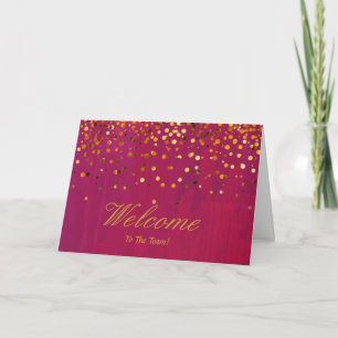 Faux Gold Foil Confetti Elegant Sparkles Välkommen Kort