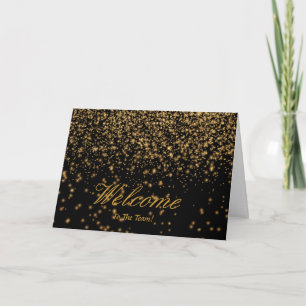 Faux Gold Foil Confetti Elegant Sparkles Välkommen Kort