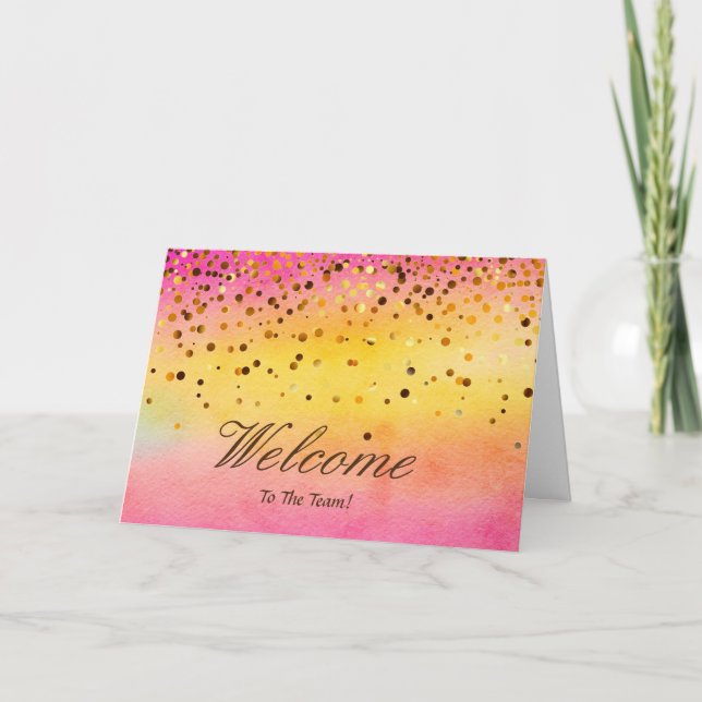 Faux Gold Foil Confetti Elegant Sparkles Välkommen Kort (Framsida)