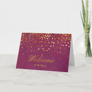 Faux Gold Foil Confetti Elegant Sparkles Välkommen Kort