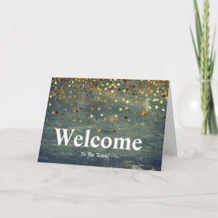 Faux Gold Foil Confetti Elegant Sparkles Välkommen Kort