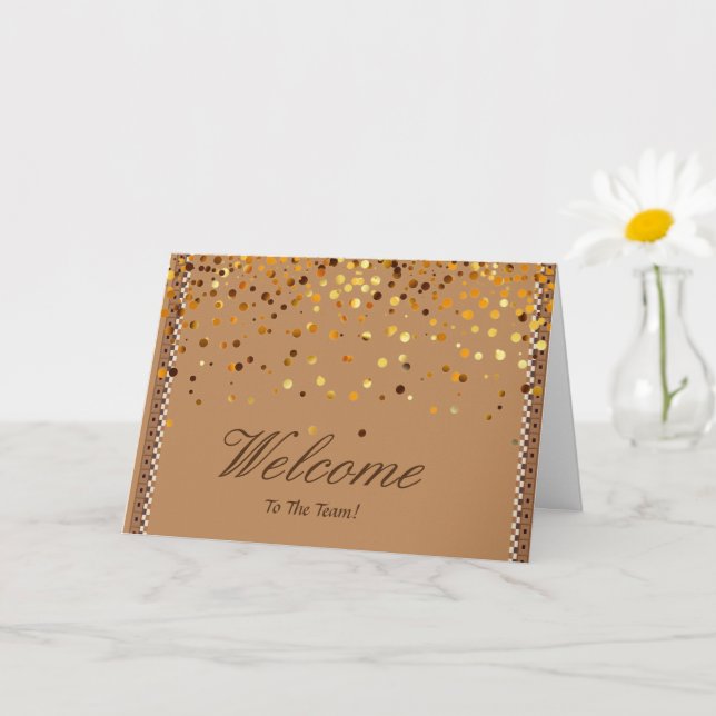 Faux Gold Foil Confetti Elegant Sparkles Välkommen Kort (Liten växt)